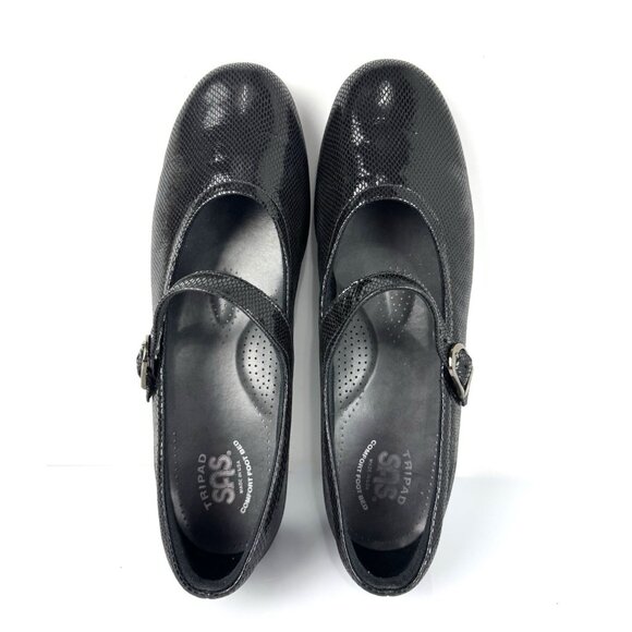 SAS Tripad Shoes Womens 10.5 M Black Maria Snake Print Buckle Mary Jane Comfort - Picture 7 of 11